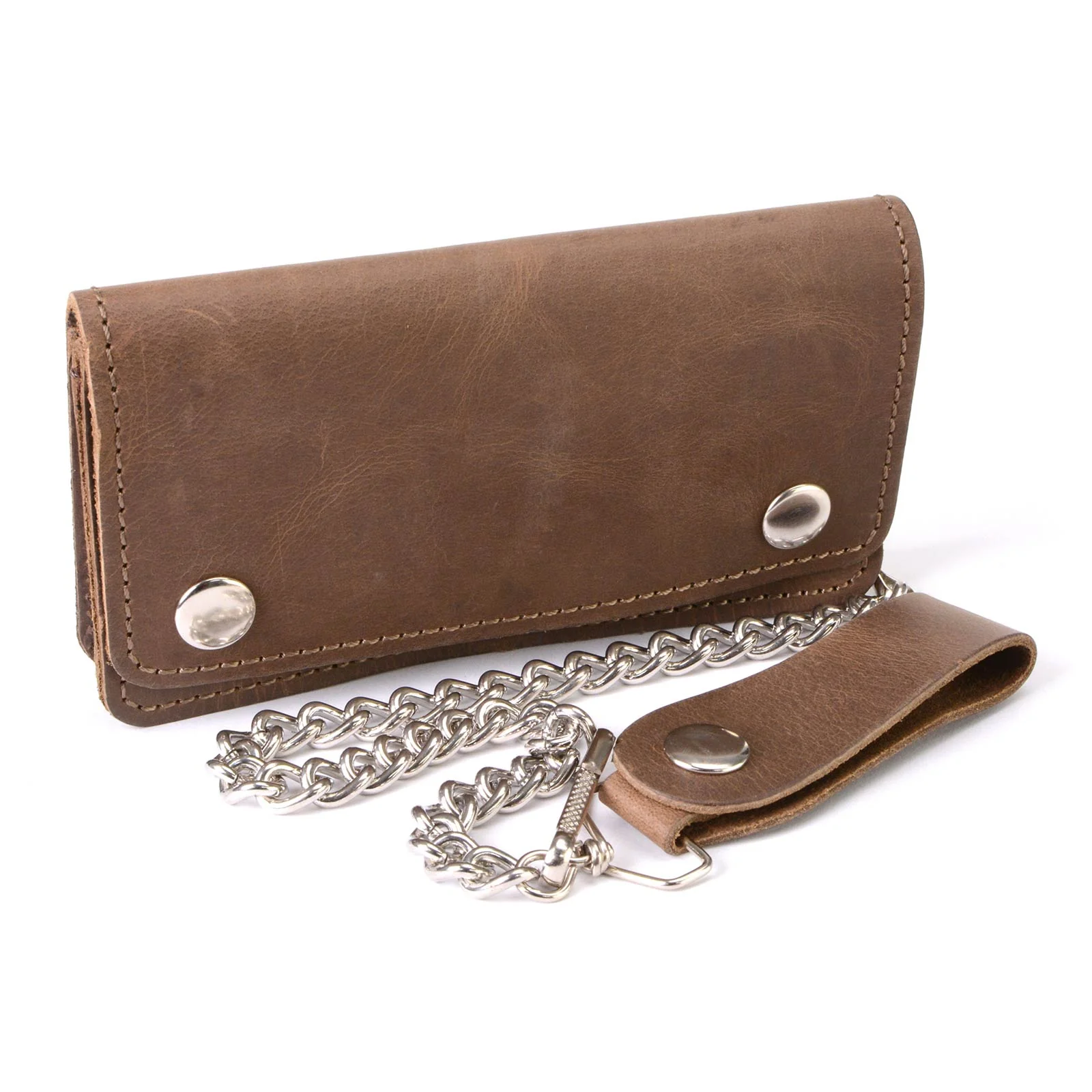 Breathable Milwaukee Leather MLW7817 Men’s 8 Distress Brown Leather Bi-Fold Biker Wallet w Anti-Theft Stainless Steel Chain Specialty