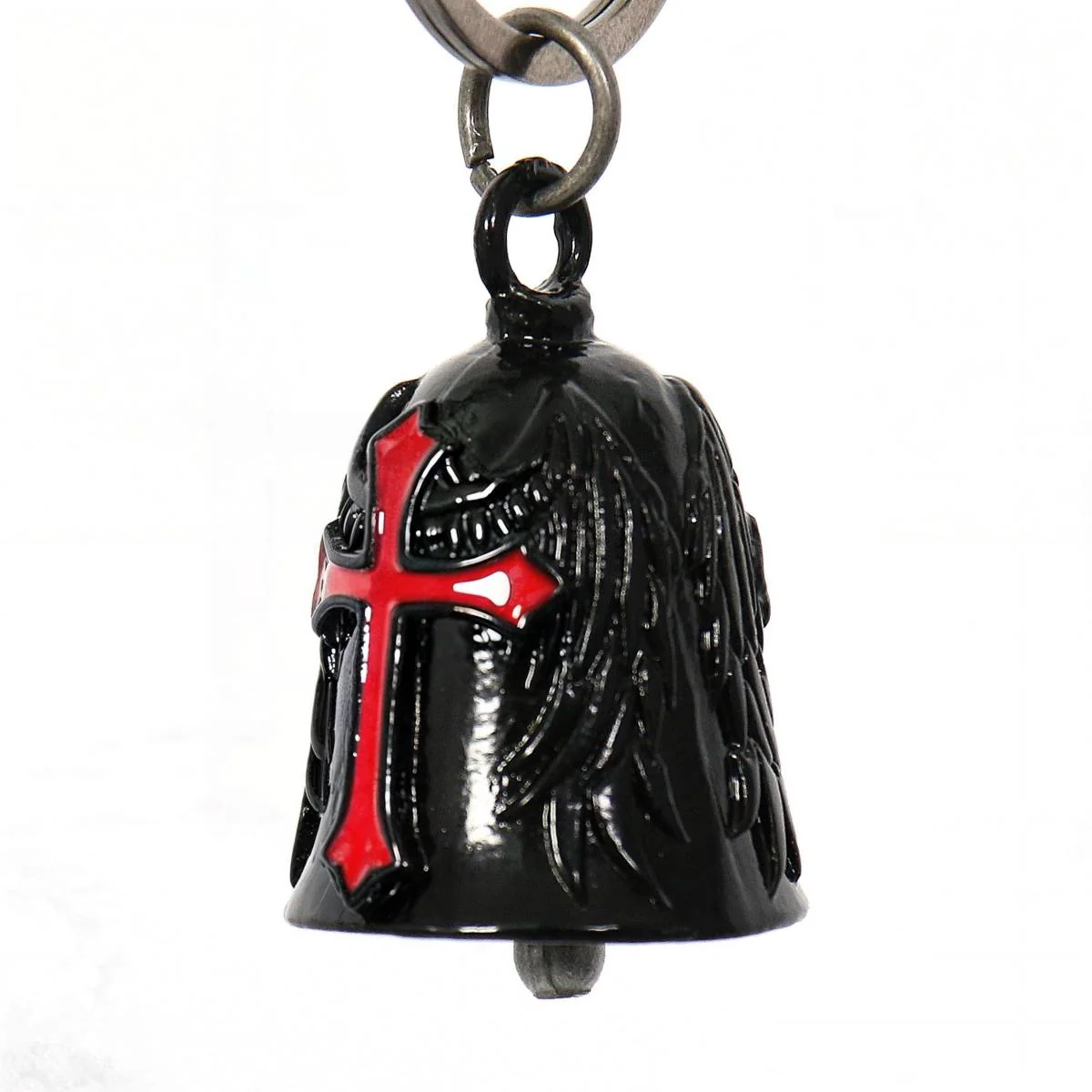 Fine Crafted Milwaukee Leather MLB9033 Black ‘Red Cross’ Motorcycle Good Luck Bell Key Chain Accessory for Bikers Effective