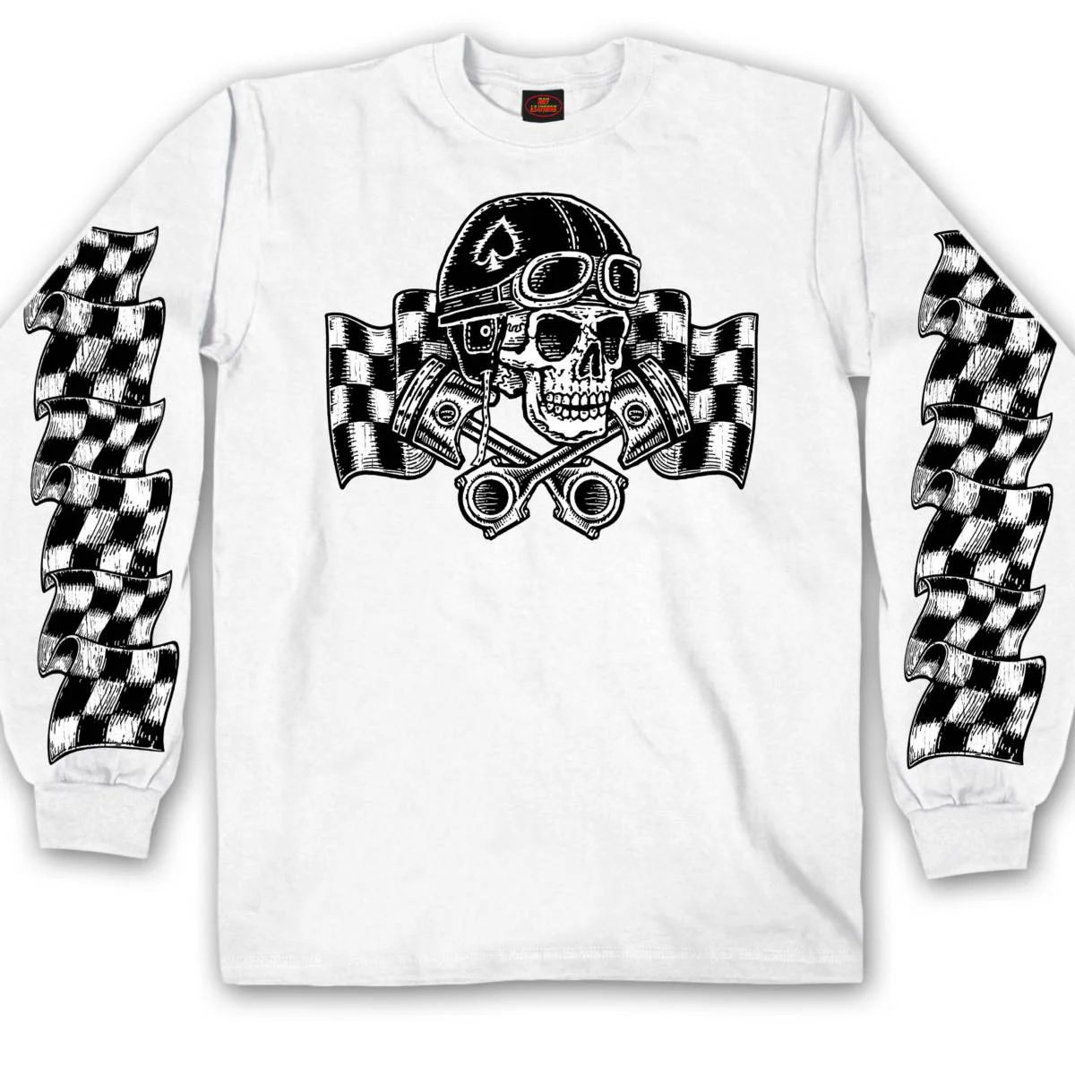 Convenient Hot Leathers GMS2528 Men’s White Vintage Skull Long Sleeve Print T-Shirt Carefully Designed