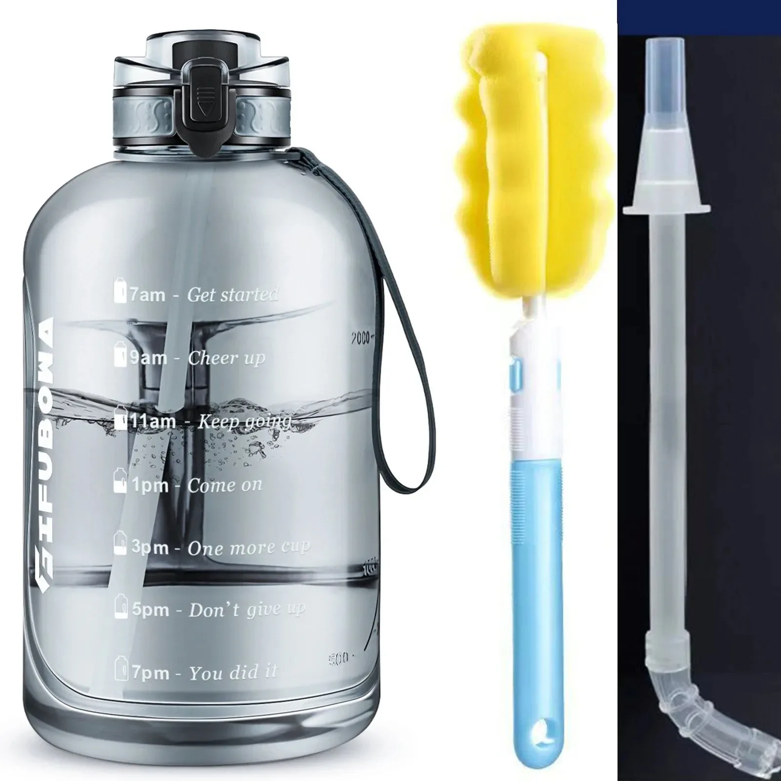 Stylish 3L Motivational Water Bottle with Time Markers – BPA- Large Sports Jug with Handle Leak-Proof Lid Efficient