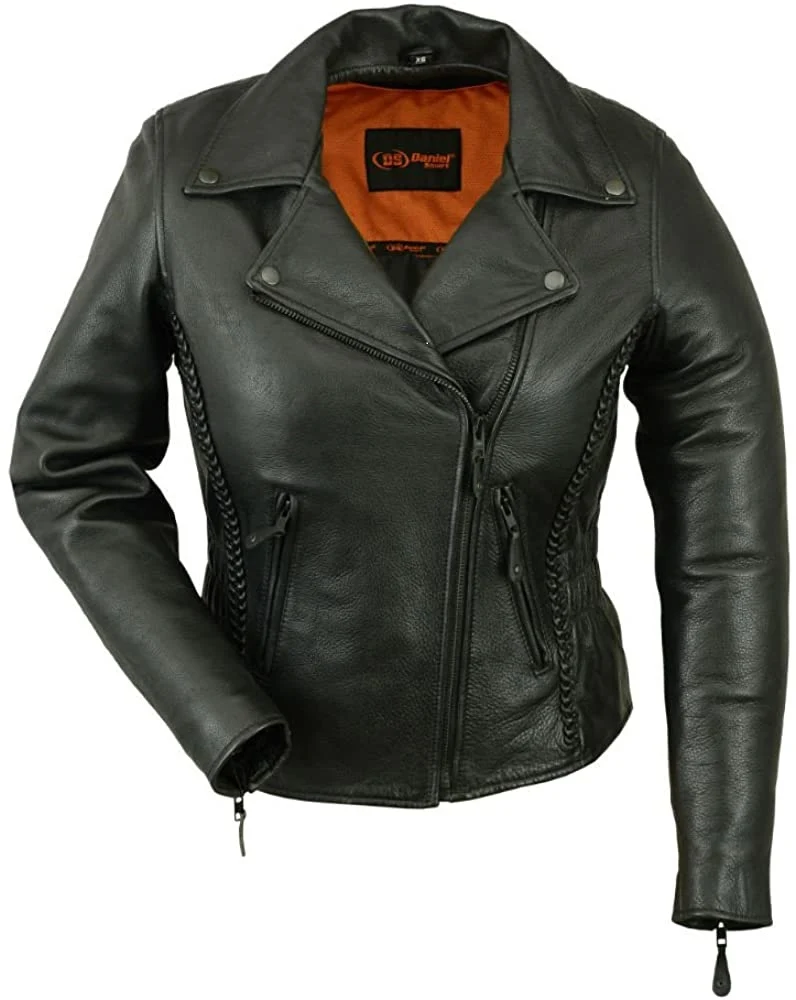 Official First Manufacturing DS866 Women s Black Leather Motorcycle Jacket First-Class
