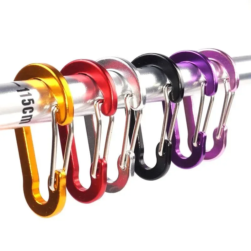 Authentic 6-Piece Outdoor Camping Multi-Tool Carabiner Clips – Aluminum Buckles for Mountaineering Fishing Climbing Accessories First-Class