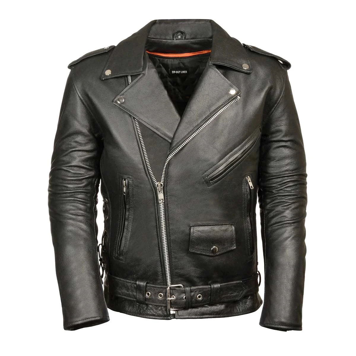 High-Performance Z1R1011 Men’s Black 9MM Classic Side Lace Motorcycle Jacket Artisan
