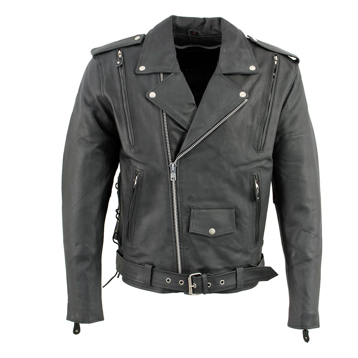 Elite Men’s XS403 Black Classic Vented Biker Jacket with Side Laces Innovative