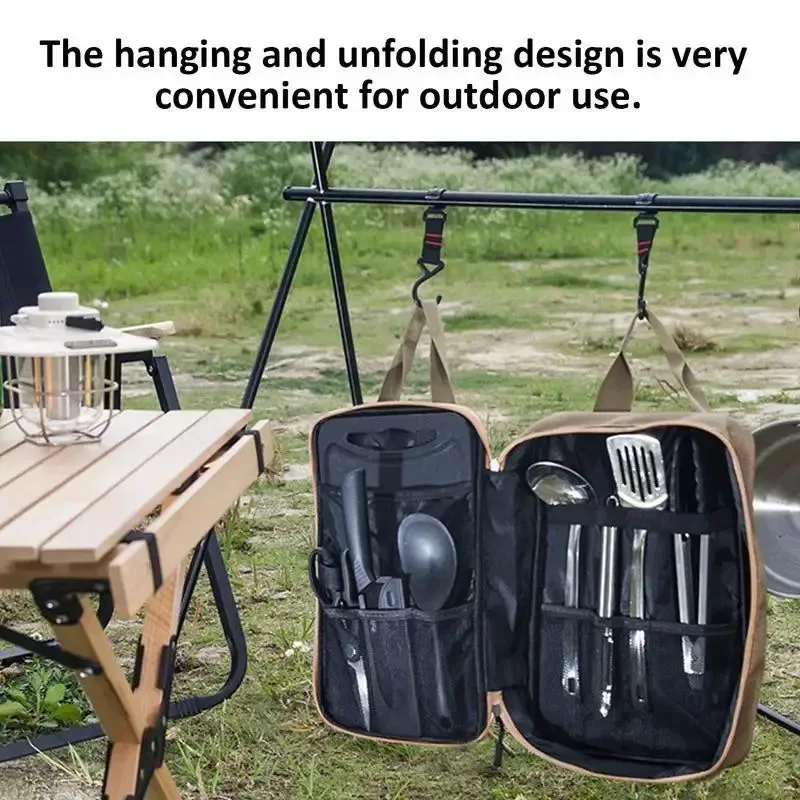 Original Design 8-Piece Portable Stainless Steel Cutlery and Knife Set with Storage Bag for Camping Easy-to-Use
