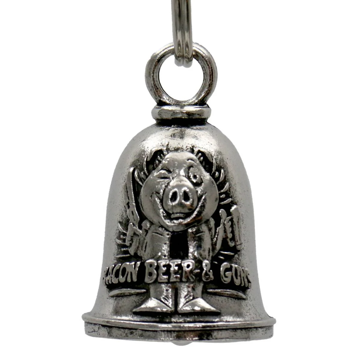 Clean Milwaukee Leather MLB9072 Bacon Beer Motorcycle Good Luck Bell w Key Ring-Key Chain Accessory for Bikers Organic