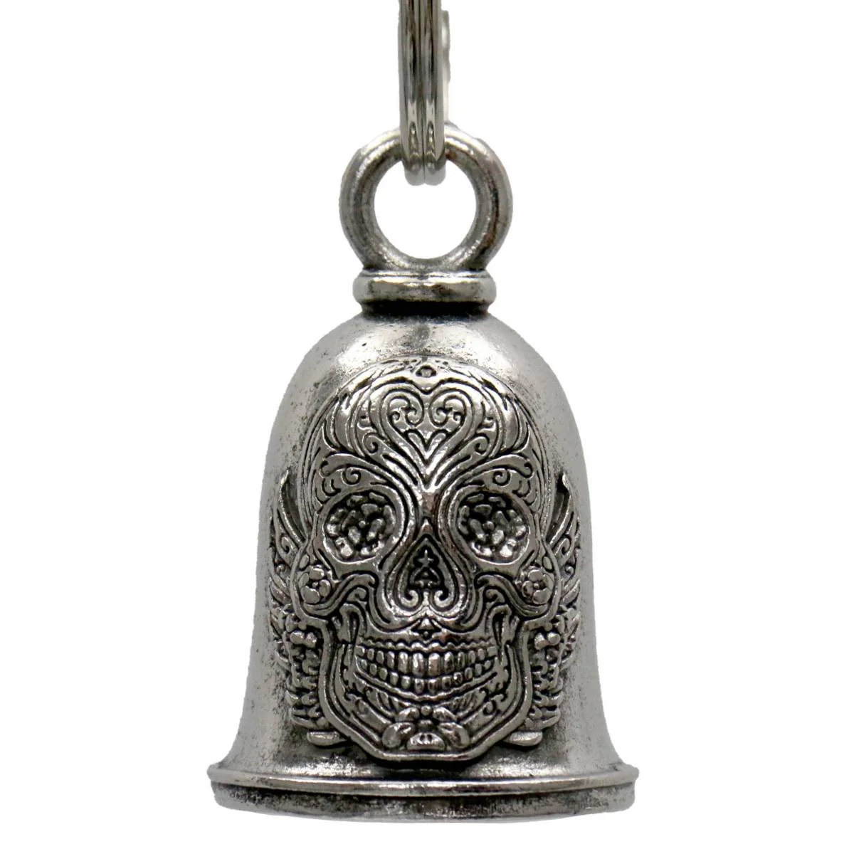 Fine Milwaukee Leather MLB9070 Antique Sugar Skull Motorcycle Good Luck Bell w Key Ring-Key Chain Accessory for Bikers Selected