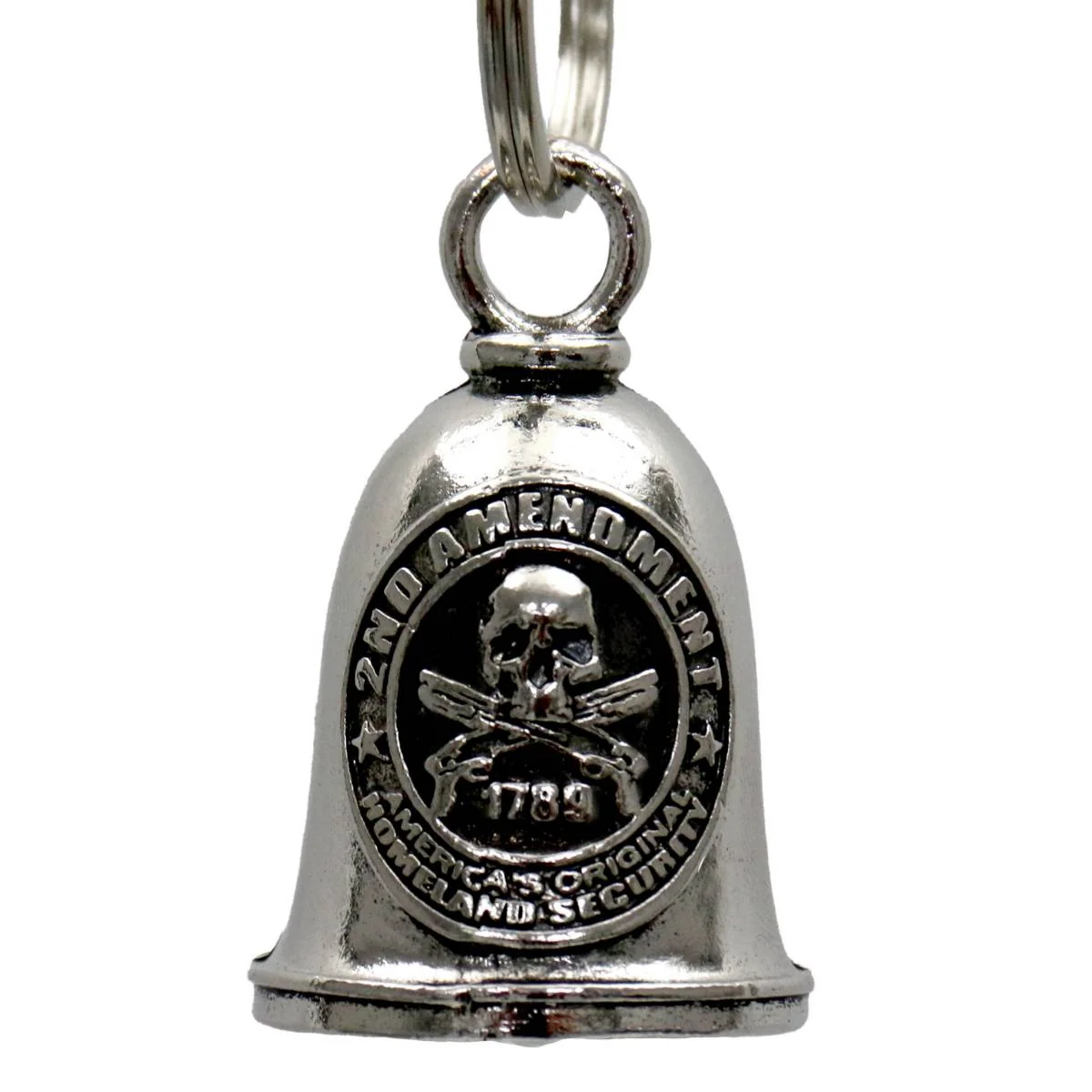 Prestigious Milwaukee Leather MLB9063 2ND Amendment Motorcycle Good Luck Bell w Key Ring-Key Chain Accessory for Bikers Enhanced