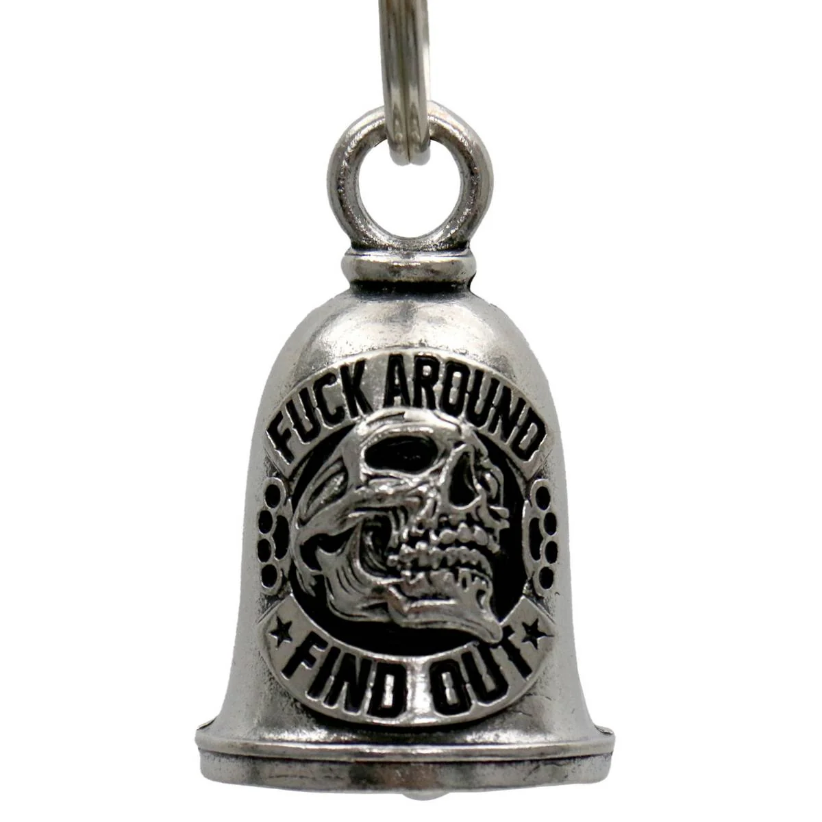 Pure Milwaukee Leather MLB9105 F Around Skull Motorcycle Good Luck Bell w Key Ring-Key Chain Accessory for Bikers Elite