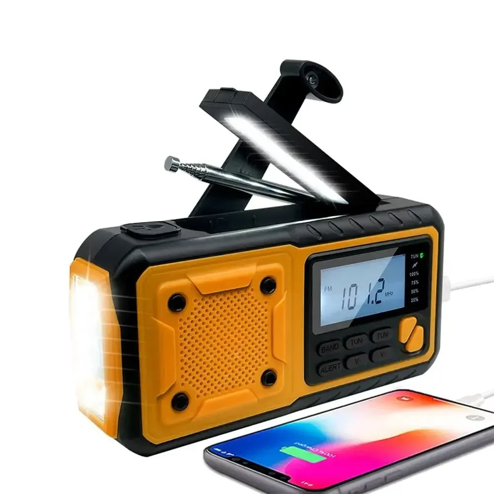 Powerful Multifunctional Hand Crank Solar USB Charging FM AM SW Radio – Emergency LED Flashlight Torch with 4000mAh Power for Camping SPECIFICATIONSAbout this item Trusted