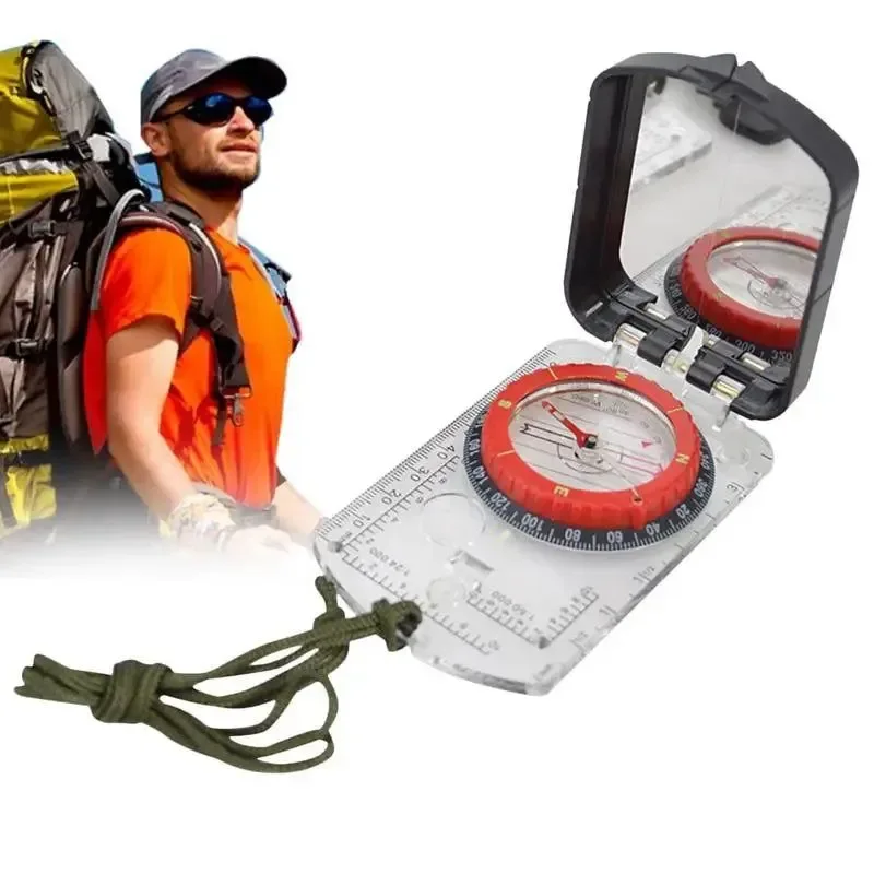 Advanced Multifunctional Compass Scale – Map Ruler Mirror Outdoor Guiding Tool with Acrylic Base for Camping and Survival Organic