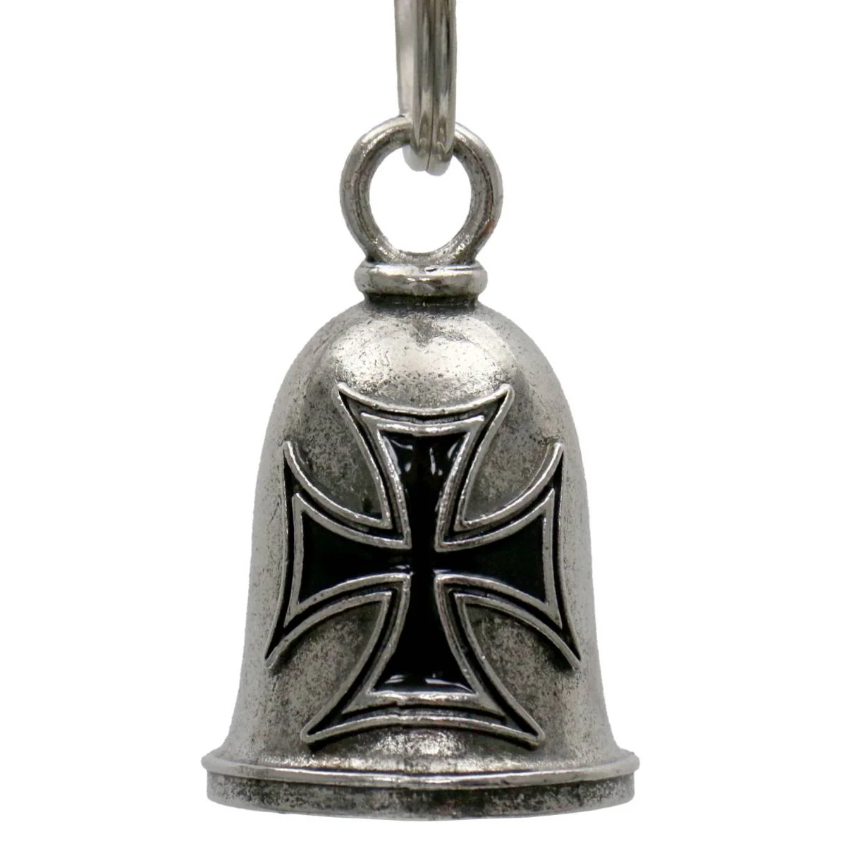 Fine Crafted Milwaukee Leather MLB9111 Iron Cross Motorcycle Good Luck Bell w Key Ring-Key Chain Accessory for Bikers Classic
