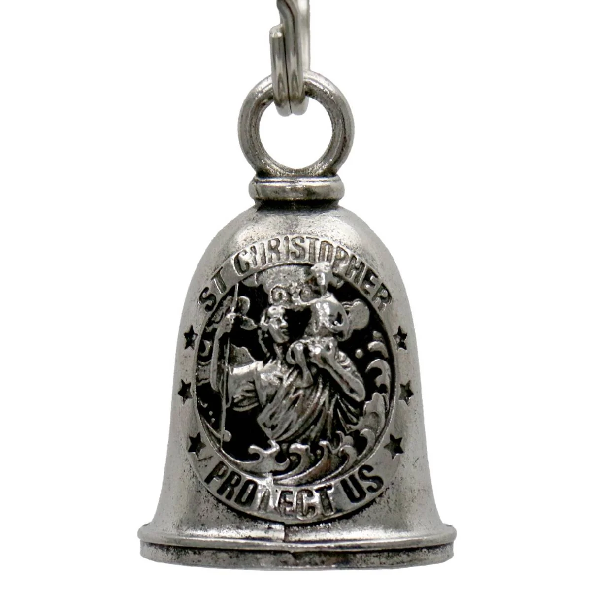 Trendy Milwaukee Leather MLB9142 St Christopher Motorcycle Good Luck Bell w Key Ring-Key Chain Accessory for Bikers Fashionable