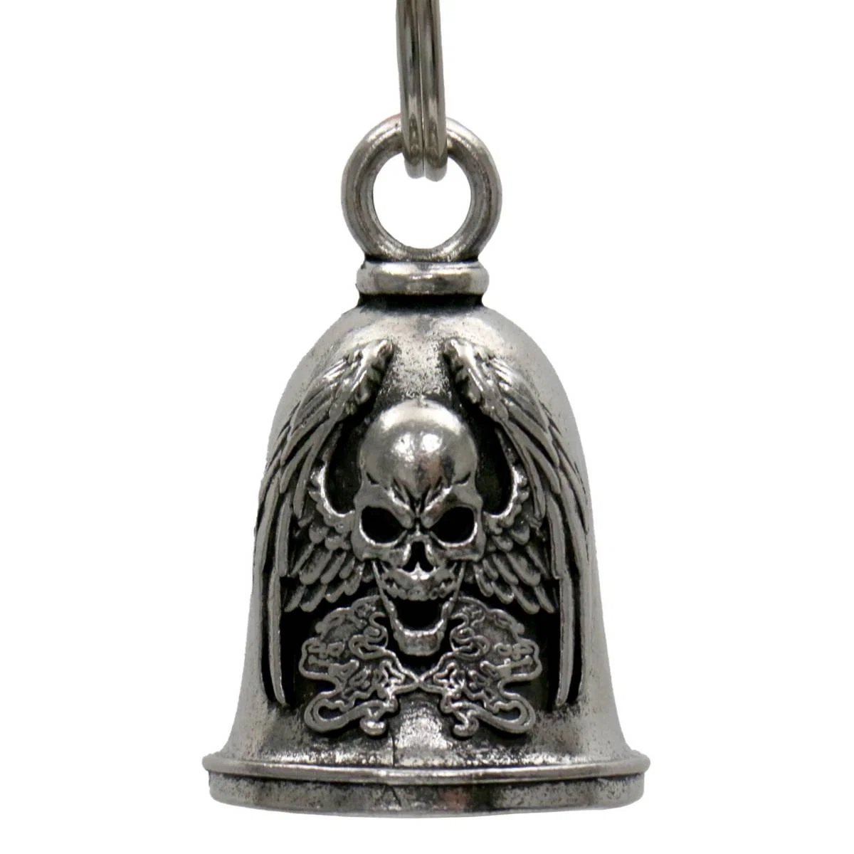 Official Milwaukee Leather MLB9139 Skull Ghost Motorcycle Good Luck Bell w Key Ring-Key Chain Accessory for Bikers Powerful