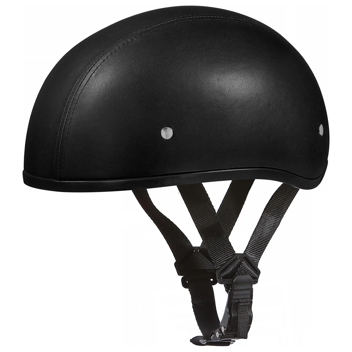 Natural Close Out Daytona Helmets D3-ANS Skull Cap’ Black Leather Covered Half Face Helmet without Visor Reusable