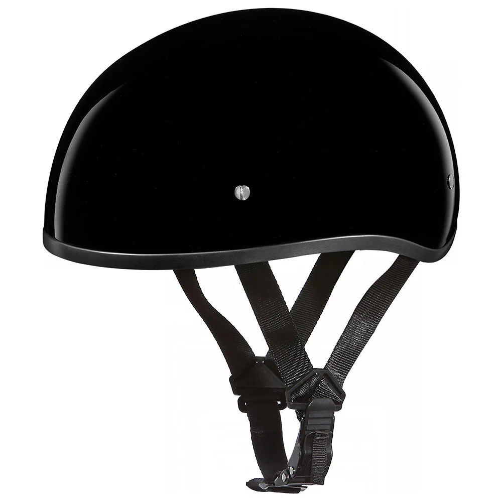 Secure Close Out Daytona Helmets D1-ANS Skull Cap’ HI-Gloss Black Half Face Helmet without Visor Refined