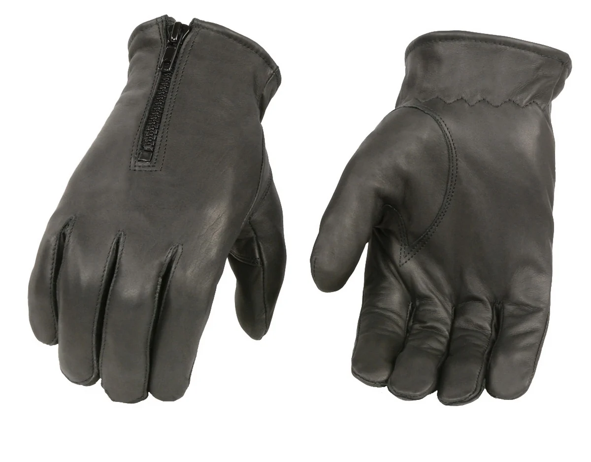 Functional M Boss Motorcycle Apparel BOS37532 Men’s Black Thermal Lined Leather Gloves with Zipper Closure Prestigious