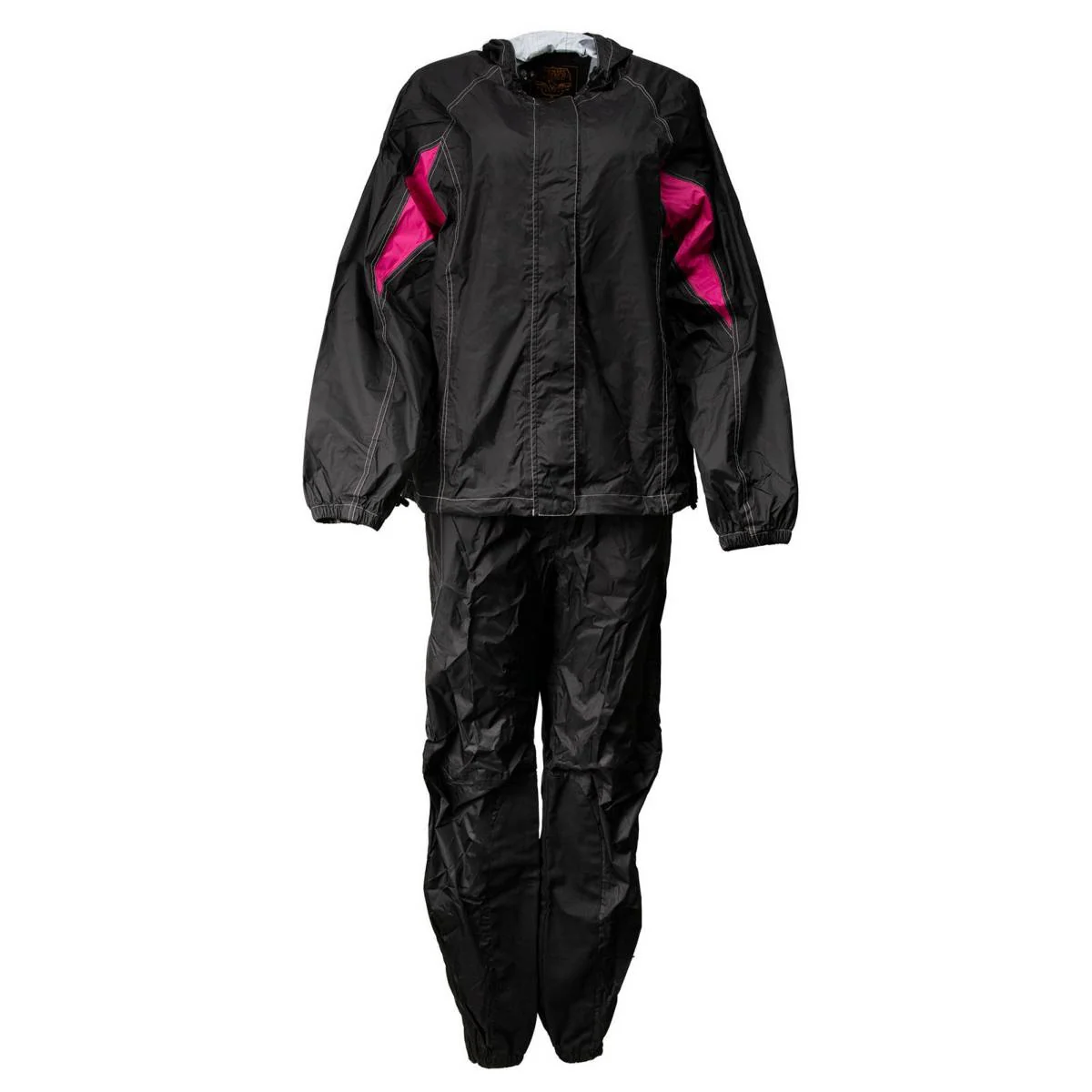 Safe Milwaukee Leather MPL9604 Women’s Black and Fuchsia Water Resistant Rain Suit w Reflective Material and Hoodie Effective