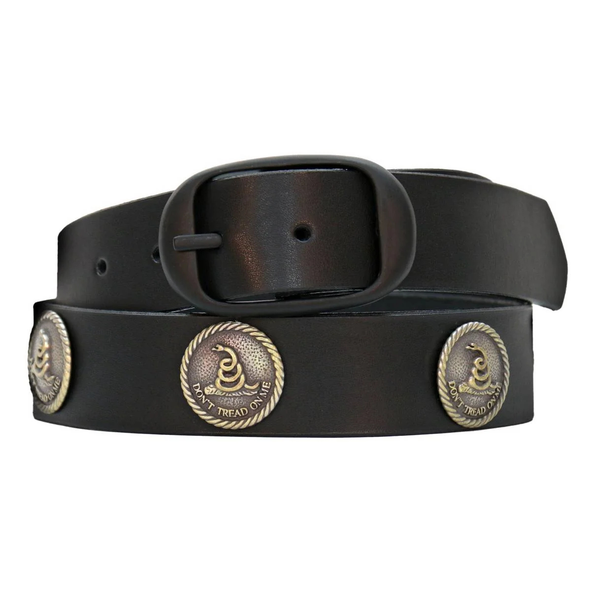 Exceptional Hot Leathers BLA1133 Men’s Don’t Tread On Me Black Leather Belt w Interchangeable Buckle – 1.5 inches Wide Superior