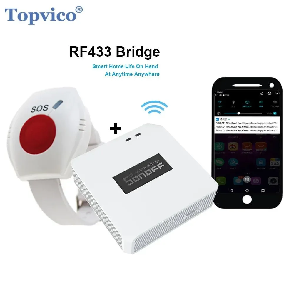 Enhanced WIFI SOS Button for Elderly – RF 433MHz Panic Button Emergency Alarm Wireless Watch Bracelet with Smartphone App Integration Top-Quality