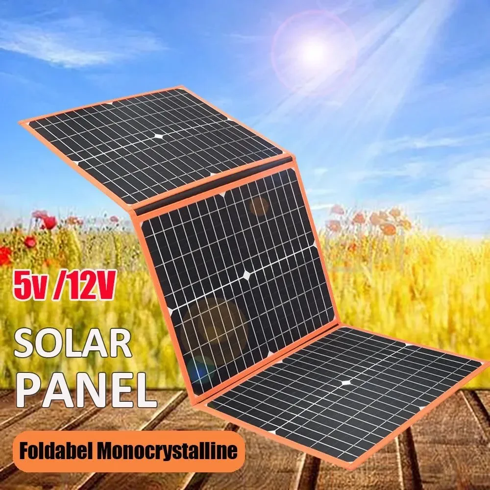 Sustainable Foldable Solar Panel Portable Solar Charger 12V Battery Power Station 5V USB Mobile Phone Power Bank Laptop Camper Hiking 60W Genuine