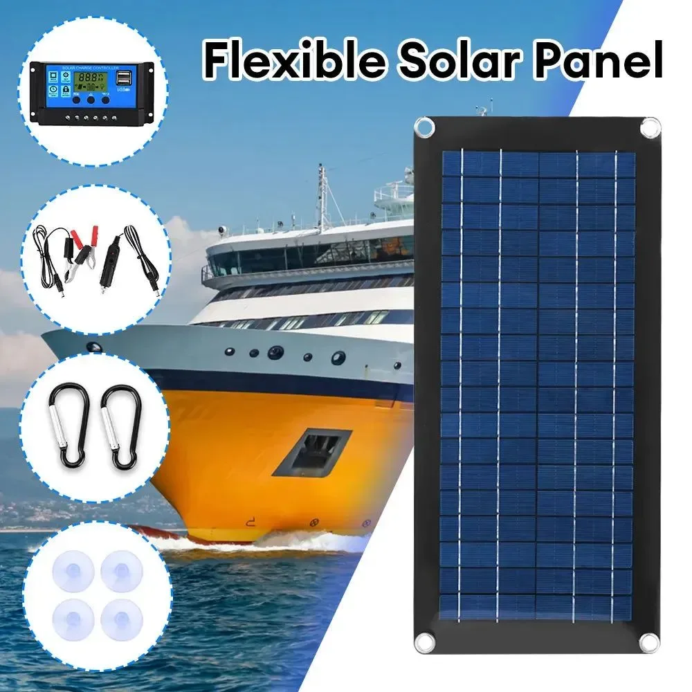 Optimized 30W Flexible Solar Panel with Controller – Dual USB Port Solar Power System for Home Camping Outdoor Secure