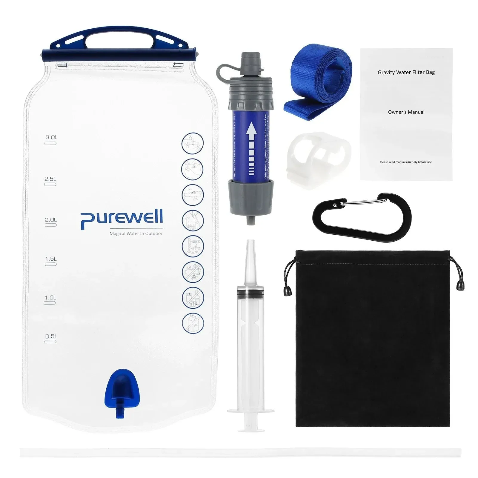 High-End Portable Water Filter Straw with Gravity Water Bag – I for Camping Hiking Backpacking and Emergency Use Verified