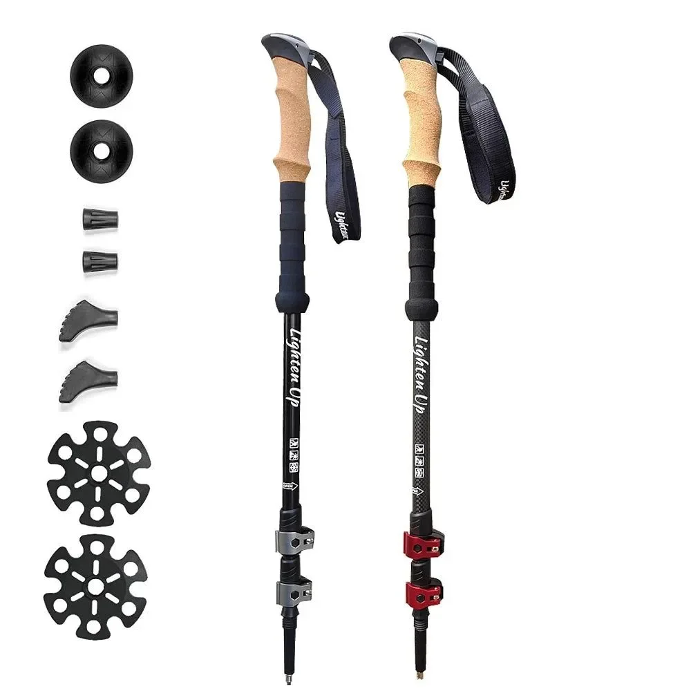 World-Class 2Pcs Ultra-Light Telescopic Trekking Poles Folding Mountaineering Staffs with Aluminum Carbon Construction Modern
