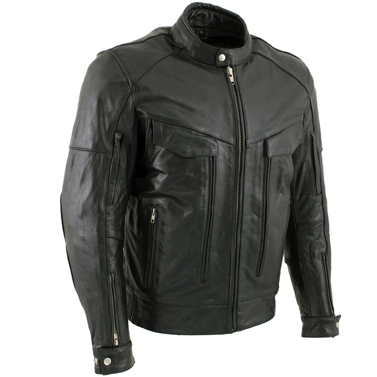 Prestigious Milwaukee Leather LKM1700 Men’s Premium Black Buffalo Leather Cruiser Motorcycle Jacket with CE Armor Protection High-Performance
