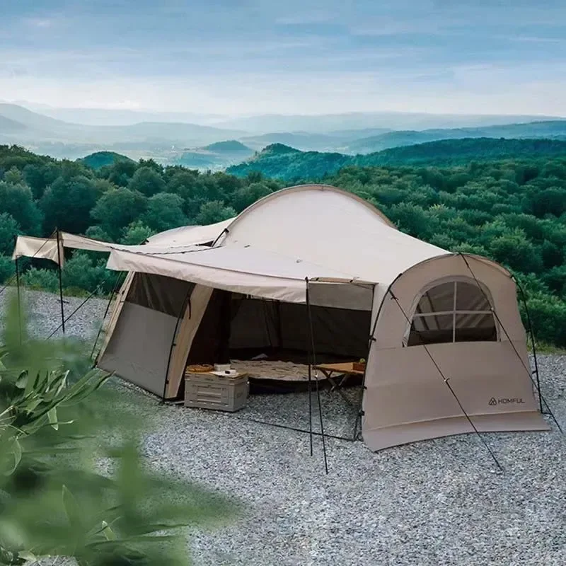 Premium Material Outdoor Camping Portable Large Space Shelter Tent with Inner Tent Multi-Door Multi-Window Rainproof Windproof Sunproof Fine Crafted