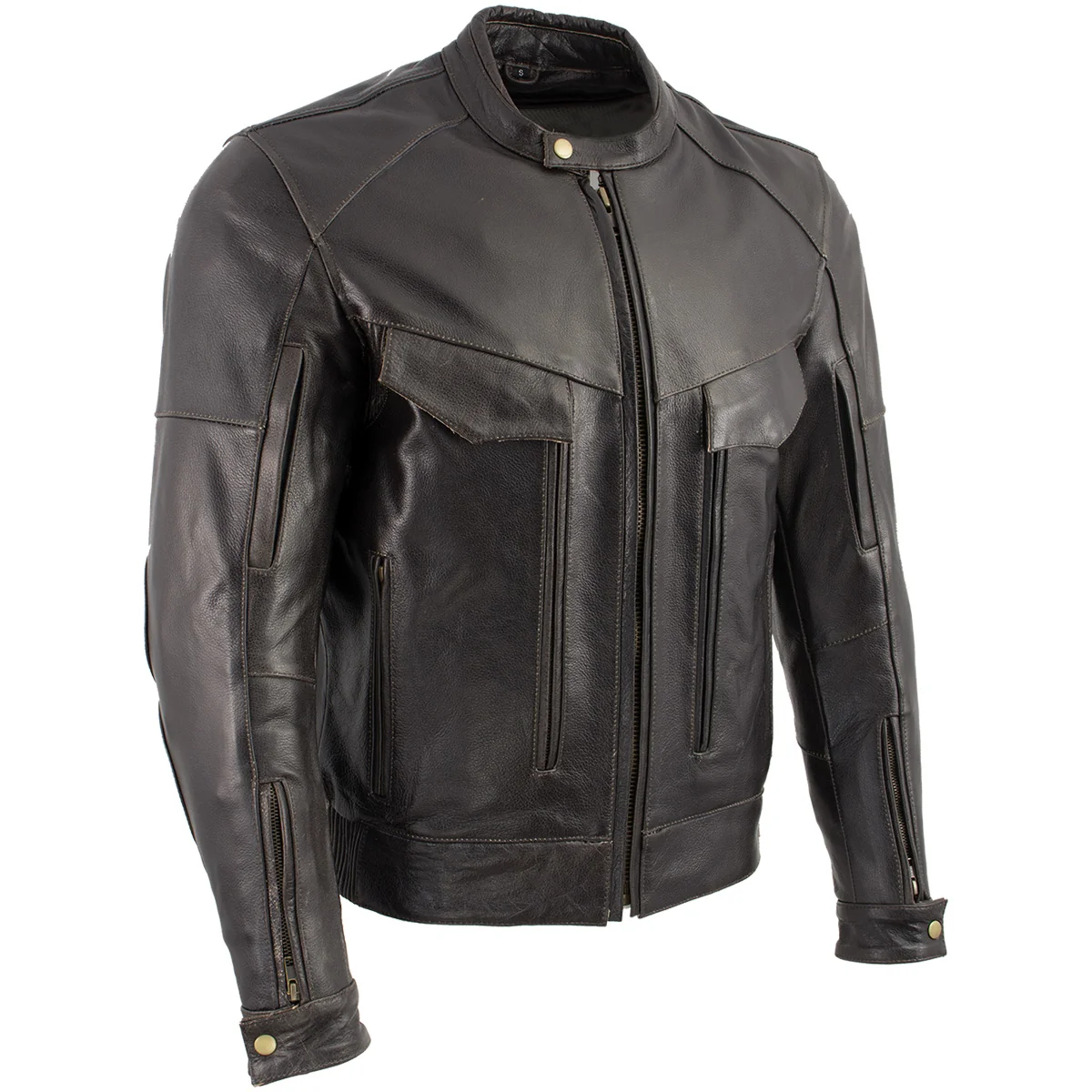 Elite Milwaukee Leather Men’s Classic Retro Distressed Brown Leather Jacket with CE Armor Protection – LKM17006 Proven