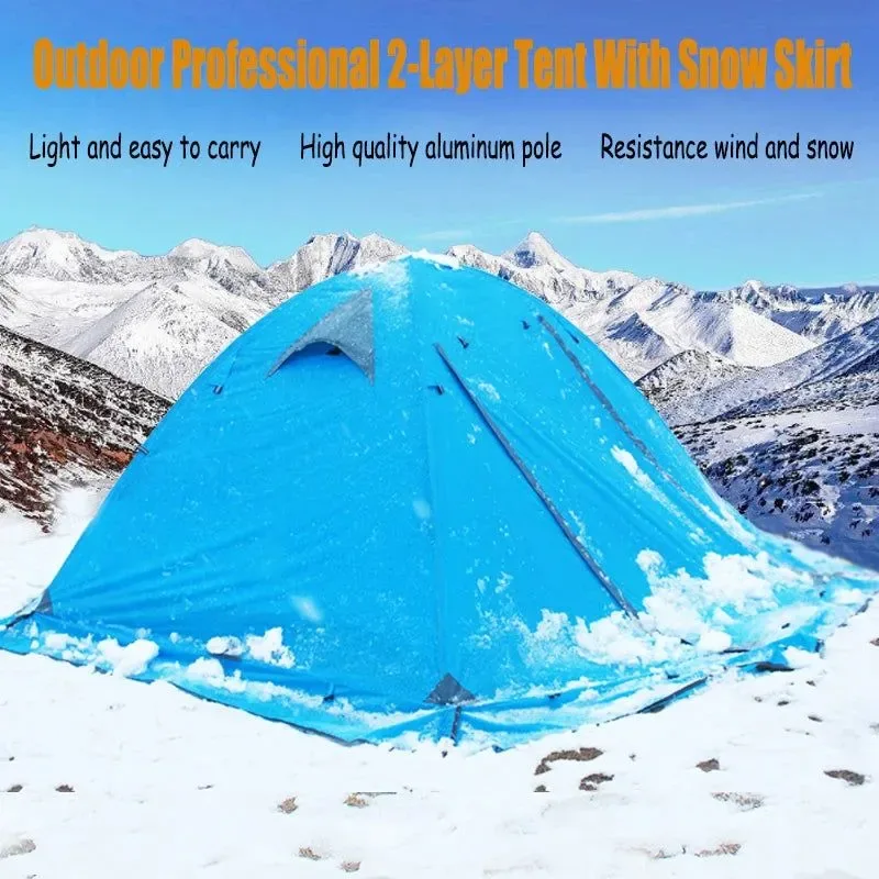 Top-Quality Portable Ultralight Camping Tent 2-4 Person Double Layers 4-Season Shelter with Snow Skirt Detailed