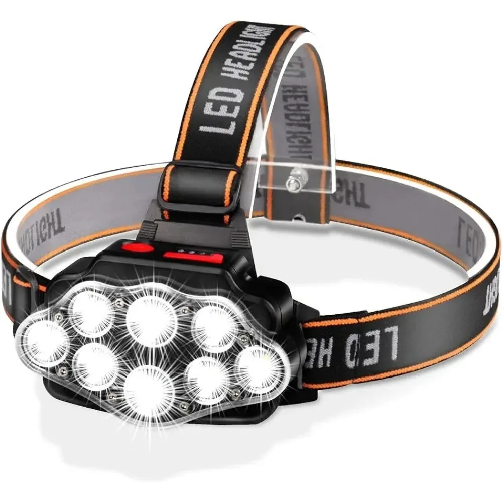 Fine Crafted LED USB Rechargeable Headlamp High Lumen Bright Head Lamp with 8 LED and IPX4 Waterproofing Premium Material