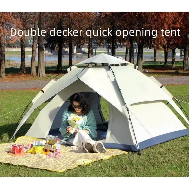Efficient Outdoor Fully Automatic Folding Camping Tent – 3-4 Person 201T Polyester 4-Season Double-Layer Modern