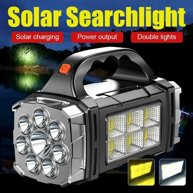 Smooth Rechargeable Portable Hand Lamp LED Flashlight Outdoor Camping Solar USB Torch COB Work Lantern High-End