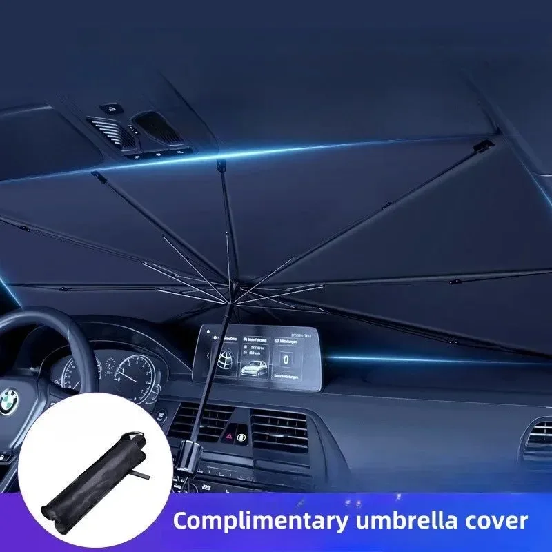Minimalist Windshield SunShade Umbrella – Hemmed Edge Car Sun Protection Front Window Sun Shade 4 Sizes Prestigious