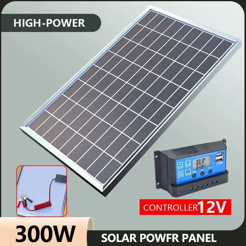 Dependable 300W 12V Polycrystalline Solar Panel Kit — Portable Outdoor Power Generator for Home Camping Practical