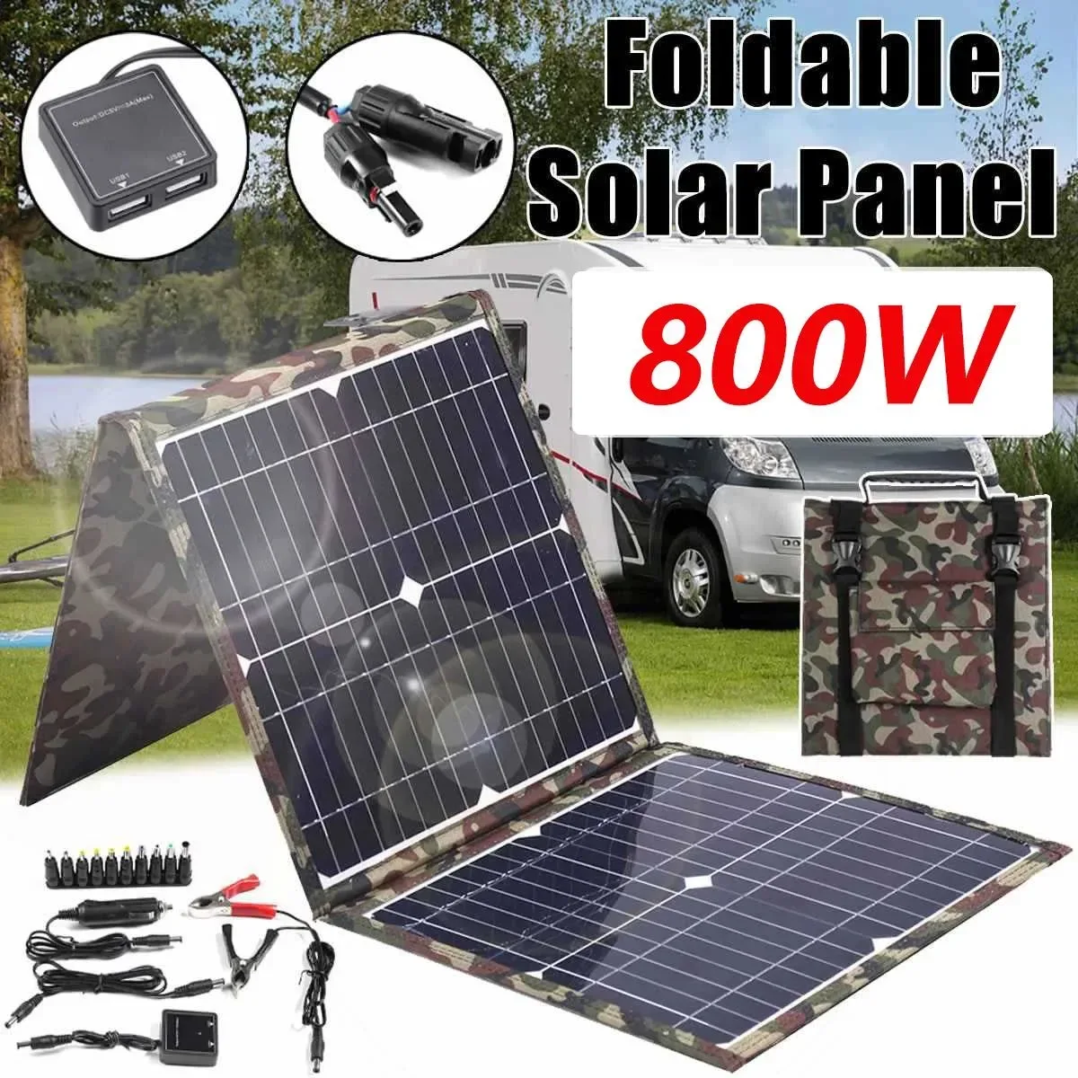 Versatile 800W Foldable Solar Panel Kit with Power Bank MPPT Charger — Portable Generator for Camping Car Boat RV Refined