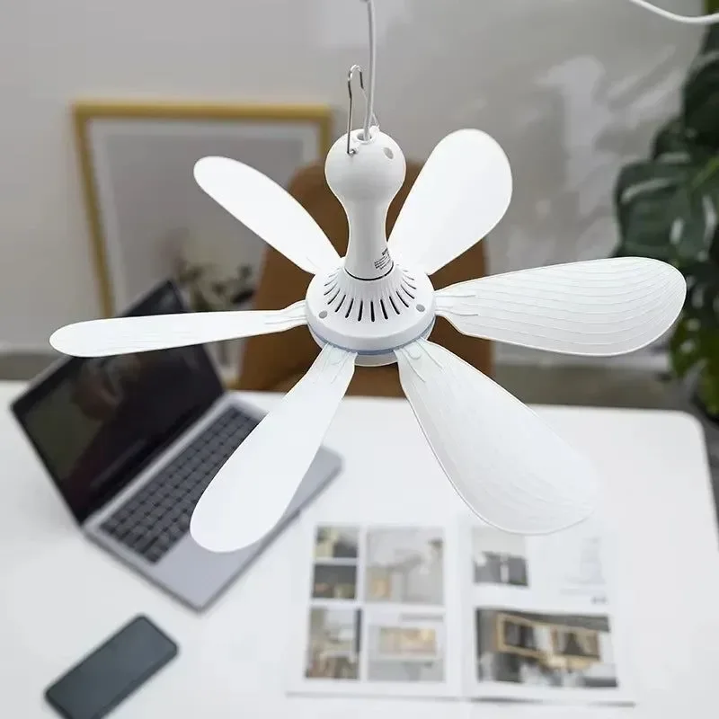 Original USB-Powered 6-Blade Ceiling Fan with Remote – Silent Hanging Fan for Camping Bedrooms Contemporary