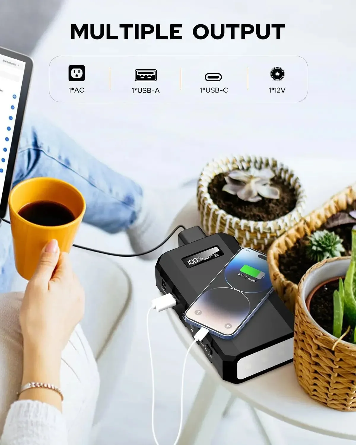Versatile 65W Portable Power Station with AC Outlet – 88.8Wh 24000mAh Solar Generator for Camping Travel Fast