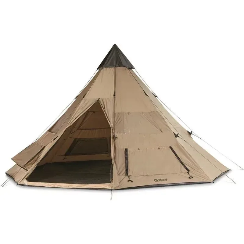 Sustainable Guide Gear 18ft Teepee Tent – Waterproof 8-Person Canvas Camping Shelter Comfortable