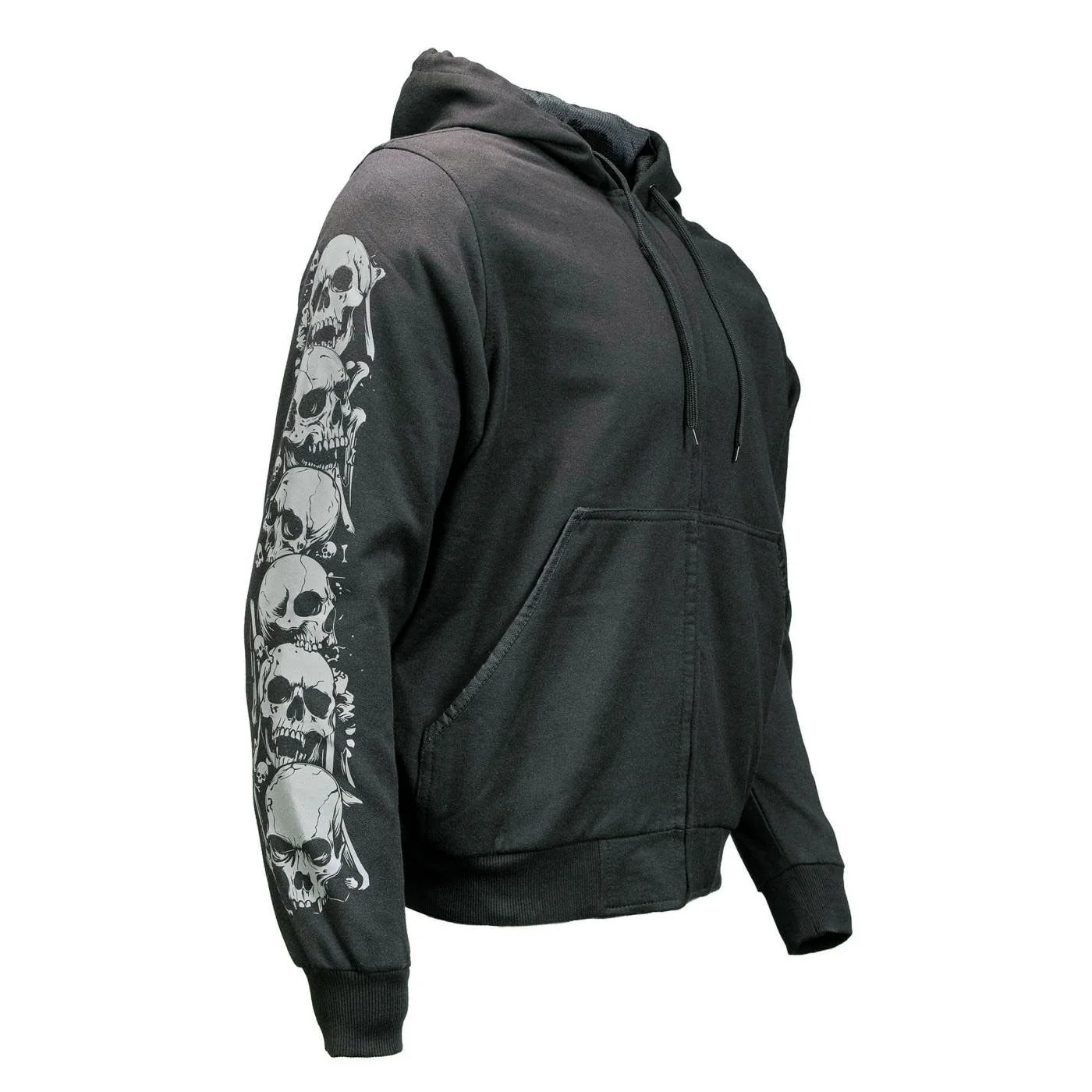 Relaxed Milwaukee Leather Men’s Bare Bones Black Reflective Skull CE Armored Riding Hoodie Shoulder Elbow Armor – MPM1797 Flexible