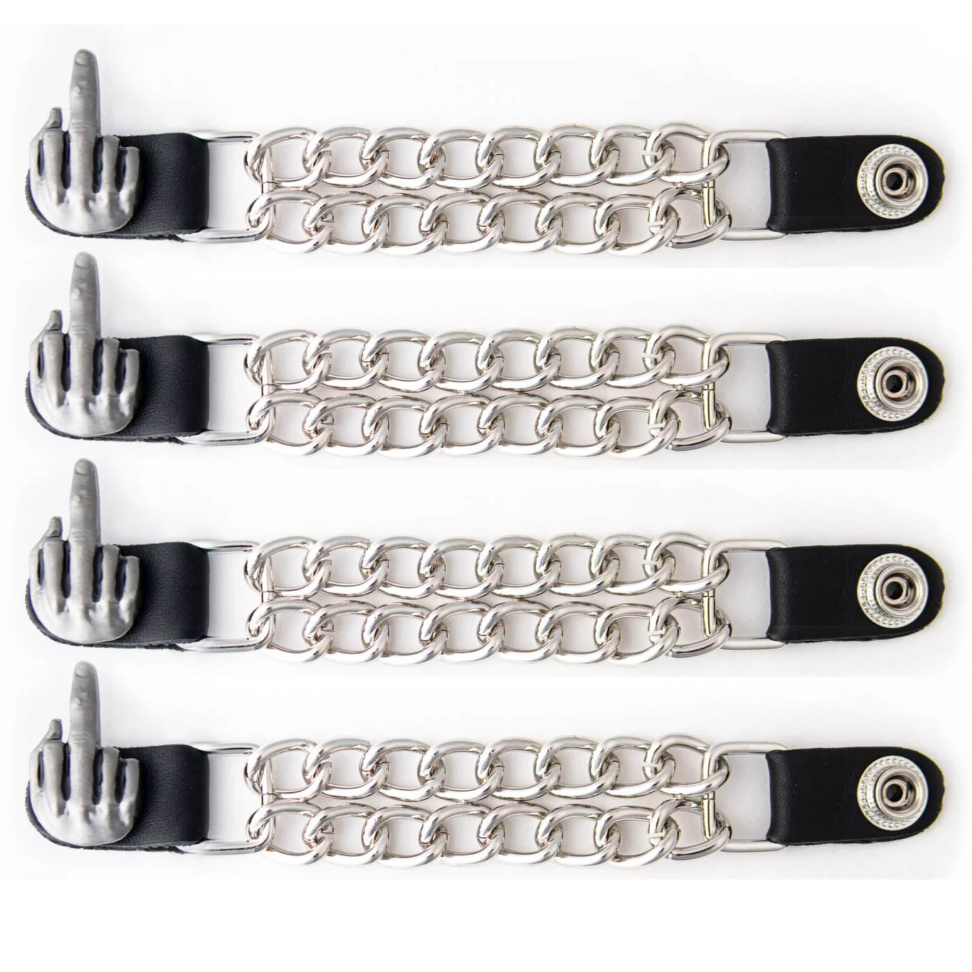 Proven Milwaukee Leather 4-Piece Vest Extender Set – Middle Finger Double Chrome Chains 4-Inch-MLA6033SET Practical