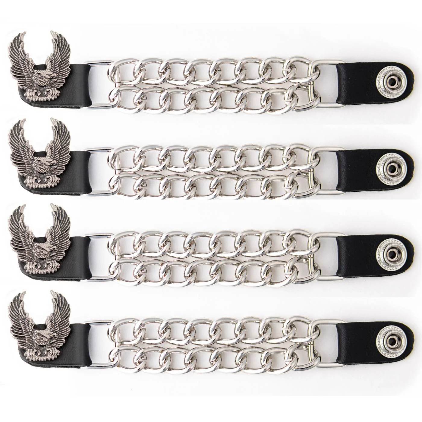 Genuine Milwaukee Leather 4-Piece Vest Extender Set – Eagle With Wings Double Chrome Chains 4-Inch-MLA6046SET Outstanding