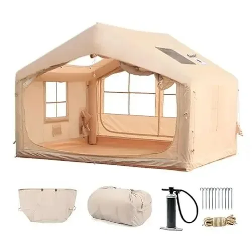 Efficient 6-8 Person Inflatable Camping Tent – 80.73 Sq Ft 4-Season Blow Up Tent with Quick Setup Stove Compatibility Reliable