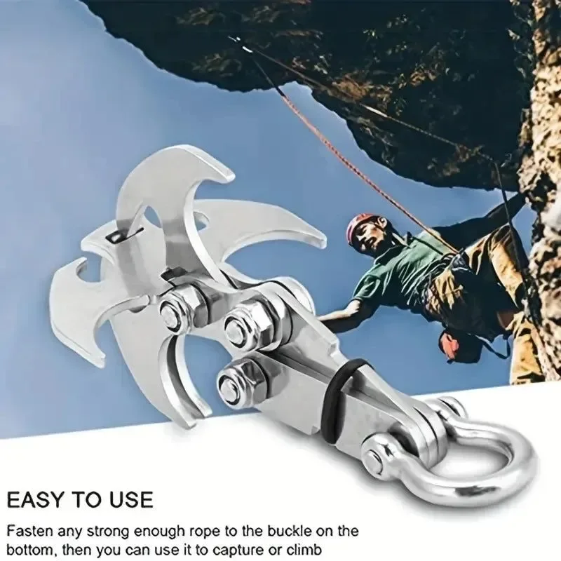 First-Class Stainless Steel Survival Folding Climbing Hook – Heavy-Duty Escape Hook for Outdoor Climbing Rescue Adventure Prestigious