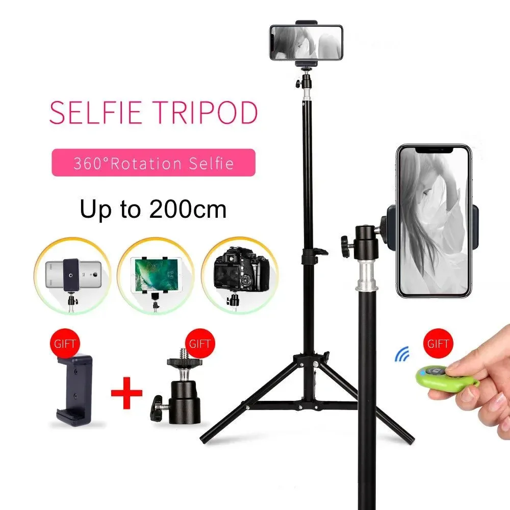 Verified Flexible Phone Tripod Stand with Ring Light Bluetooth Remote – 200cm Premium