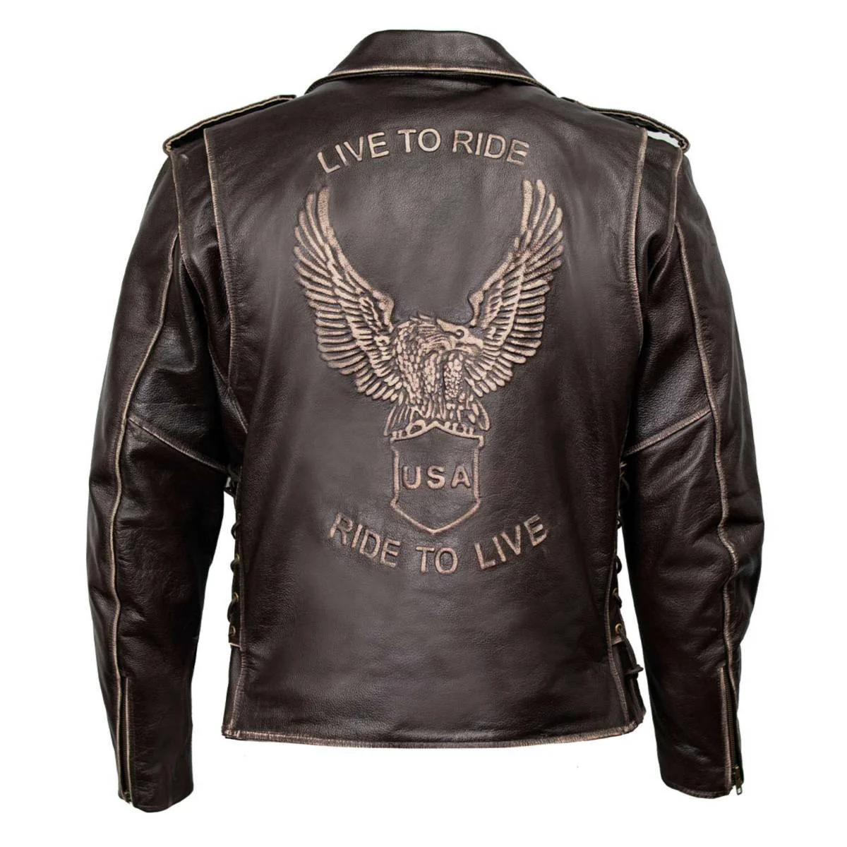 Practical Milwaukee Leather Men’s Live to Ride Classic Retro Brown Premium Leather CE Armored Motorcycle Jacket – Side Lace – LKM1707 Dependable