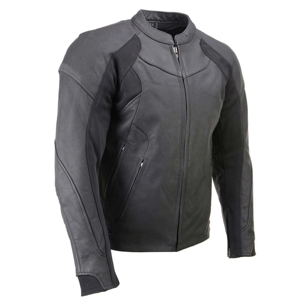 Enhanced Milwaukee Leather Men’s Endo Black Leather Motorcycle Jacket w CE Armor Reflective Panels Vents – LKM17023 Fast