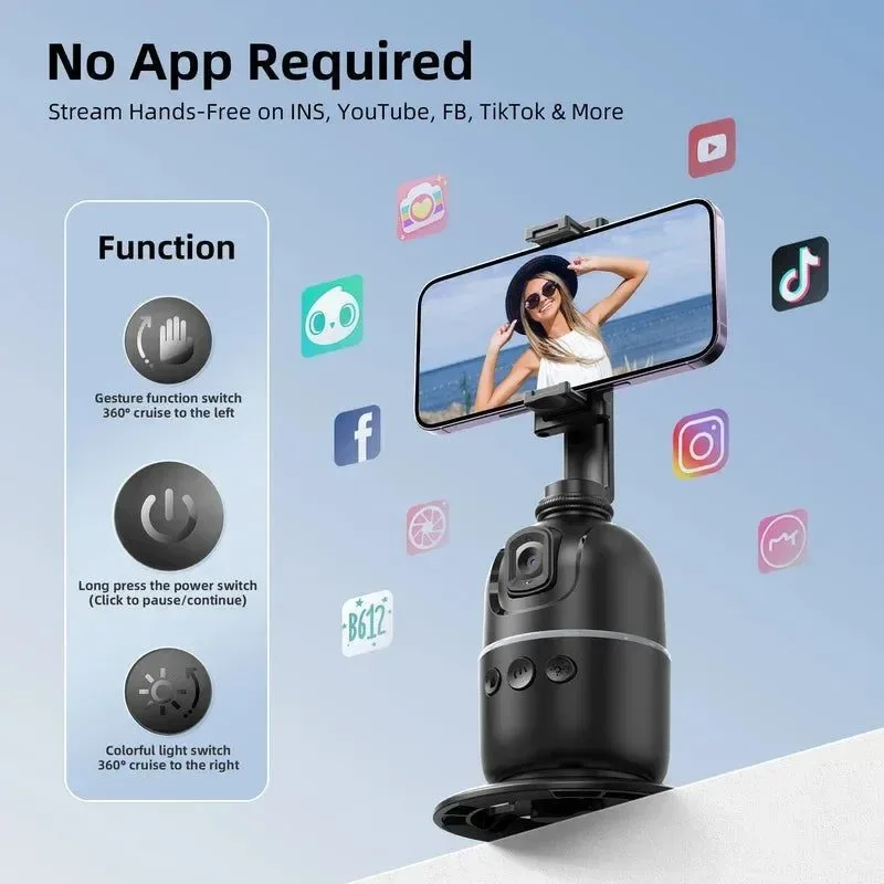 Dependable Smart 360° Auto Face Tracking Tripod with Gesture Control Fill Lights Innovative
